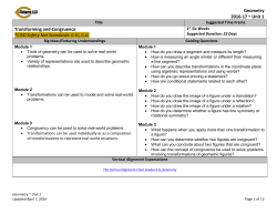 Geometry 2016-17 ~ Unit 1 Transforming and Congruence *CISD