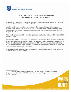 It`s Up to Us: Building a Safer Work Place Through Universal