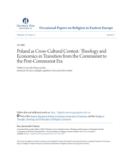 Poland as Cross-Cultural Context: Theology and Economics in