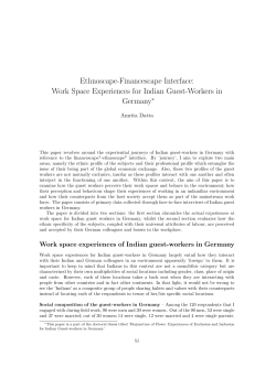 Ethnoscape-Financescape Interface: Work Space Experiences for