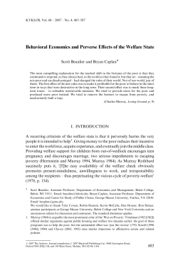 Behavioral Economics and Perverse Effects of the Welfare State