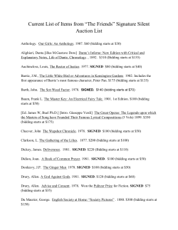 Current List of Items from &ldquo;The Friends&rdquo; Signature Silent Auction List