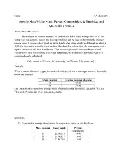 Atomic Mass/Molar Mass, Percent Composition