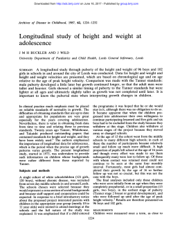 Longitudinal study of height and weight at adolescence