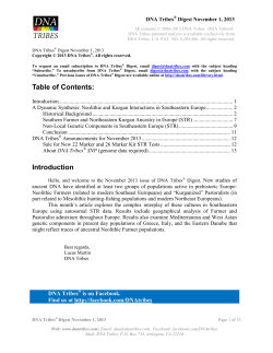 DNA Tribes Digest for November 1, 2013: A Dynamic Synthesis
