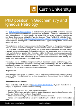 PhD position in Geochemistry and Igneous Petrology