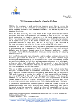 FEDIOL`s response to palm oil use for biodiesel FEDIOL, the