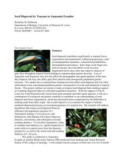 Seed Dispersal by Toucans in Amazonia Ecuador