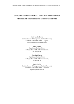 A STUDY OF MARKET RESEARCH METHODS AND THEIR