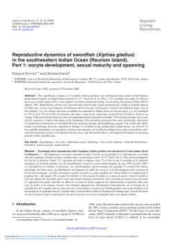 Reproductive dynamics of swordfish (Xiphias gladius) in the
