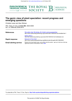 emerging questions The genic view of plant speciation: recent