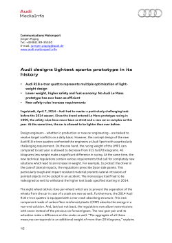 Audi designs lightest sports prototype in its history