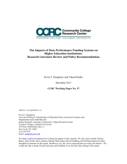 The Impacts of State Performance Funding Systems on Higher