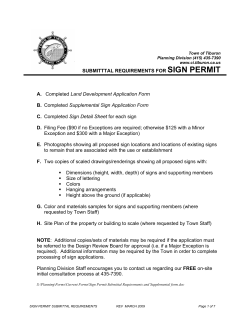SUBMITTTAL REQUIREMENTS FOR SIGN