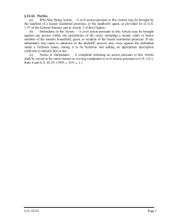G.S. 42-62 Page 1 &sect; 42-62. Parties. (a) Who May Bring Action. &ndash; A
