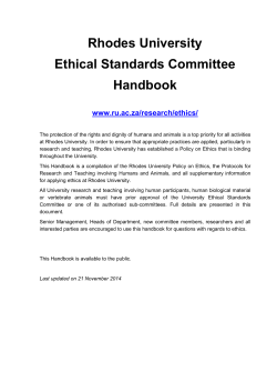 I. Rhodes University Policy on Ethics