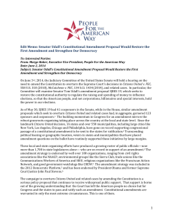 1 Edit Memo: Senator Udall`s Constitutional Amendment Proposal
