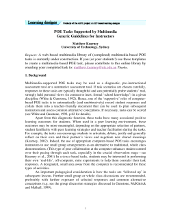 POE Tasks Supported by Multimedia Generic Guidelines for Instructors