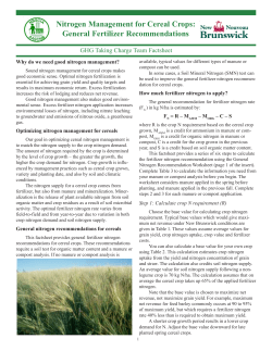 Nitrogen Management for Cereal Crops: General Fertilizer