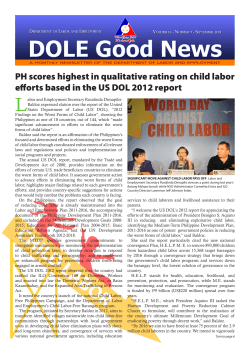 PH scores highest in qualitative rating on child labor efforts based in