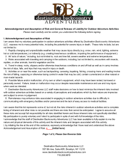 Acknowledgement and Assumption of Risk and