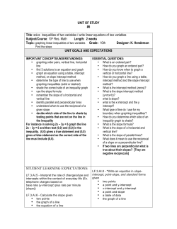 UNIT OF STUDY #6 Title: solve inequalities of two variables / write