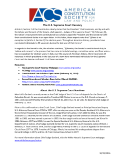 The US Supreme Court Vacancy - American Constitution Society