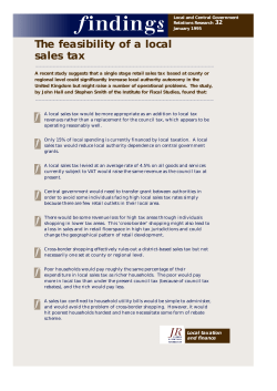 The feasibility of a local sales tax (summary)