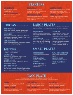 LARGE PLATES STARTERS GREENS SMALL PLATES TACO PLATE