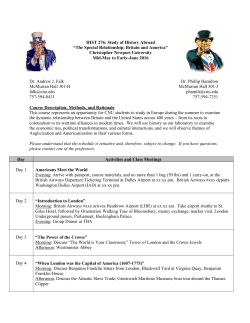 HIST 276: Study of History Abroad &ldquo;The Special Relationship: Britain