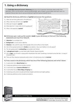 1. Using a dictionary - Cambridge University Press