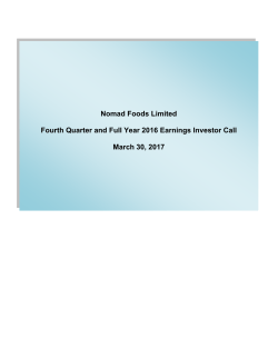 Nomad Foods Fourth Quarter 2016 Earnings Call Transcript
