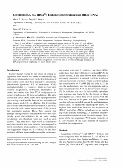 Evolution of E. coli tRNAI,e: Evidence of Derivation from Other tRNAs