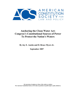 Anchoring the Clean Water Act: Congress`s Constitutional Sources