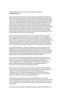 Digital Democracy and the New Age of Reason