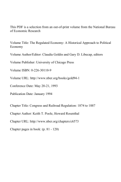 Congress and Railroad Regulation: 1874 to 1887