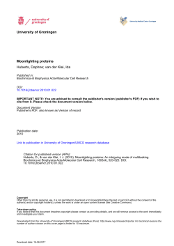 University of Groningen Moonlighting proteins Huberts