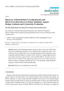 Discovery of Hybrid Dual N-Acylhydrazone and Diaryl Urea