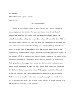 1 Mr. Beerman Advanced Placement English Literature March 25