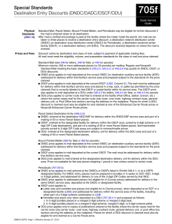 QSG 705f Special Standards - Destination Entry Discounts (DNDC