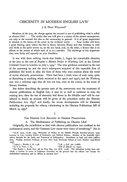 Obscenity in Modern English Law - Duke Law Scholarship Repository