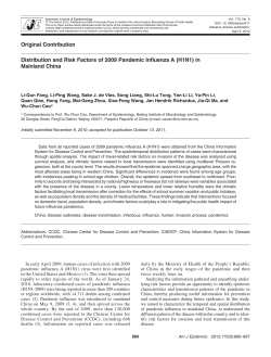 Distribution and Risk Factors of 2009 Pandemic Influenza A (H1N1