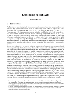 (to appear) `Embedding Speech Acts`