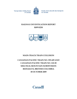 RAILWAY INVESTIGATION REPORT R09V0230 MAIN
