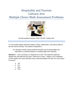 Hospitality and Tourism Culinary Arts Math Assessment Problems