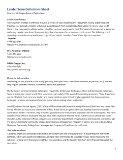Lender Term Definitions Sheet
