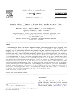 Jabuka island (Central Adriatic Sea) earthquakes of 2003