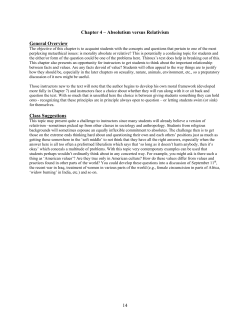 Chapter 4 &ndash; Absolutism versus Relativism