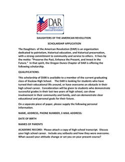 DAUGHTERS OF THE AMERICAN REVOLUTION SCHOLARSHIP