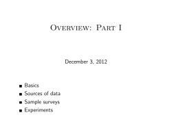 Overview: Part I